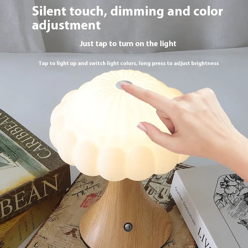 Mushroom-shaped touch control night lamp in various colours for decorative lighting