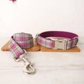 Mint green polyester dog collar and leash combination set shown in five available sizes