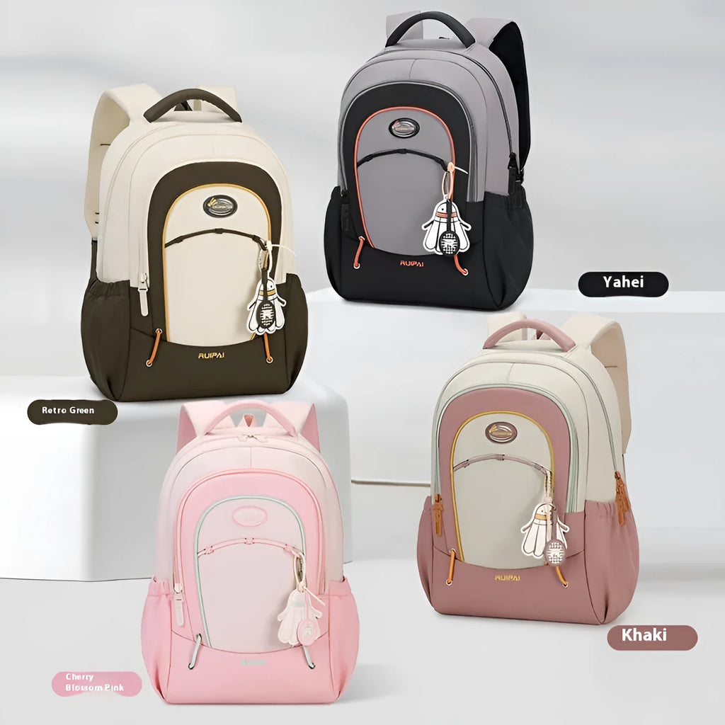 Lightweight travel backpack with curved shoulder straps in cherry blossom pink colour