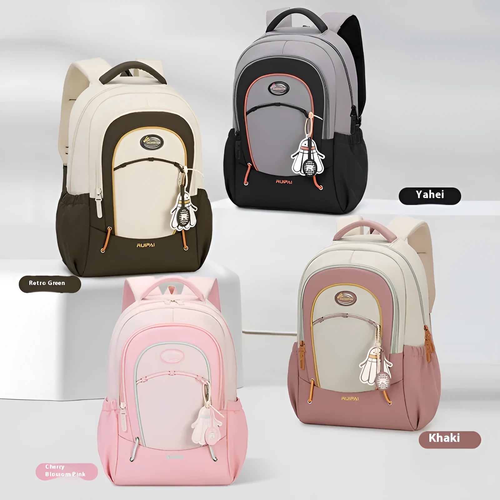 Lightweight travel backpack with curved shoulder straps in cherry blossom pink colour