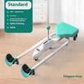 Single-person leg stretching equipment with steel pipe frame, available in pink or blue with optional backrest