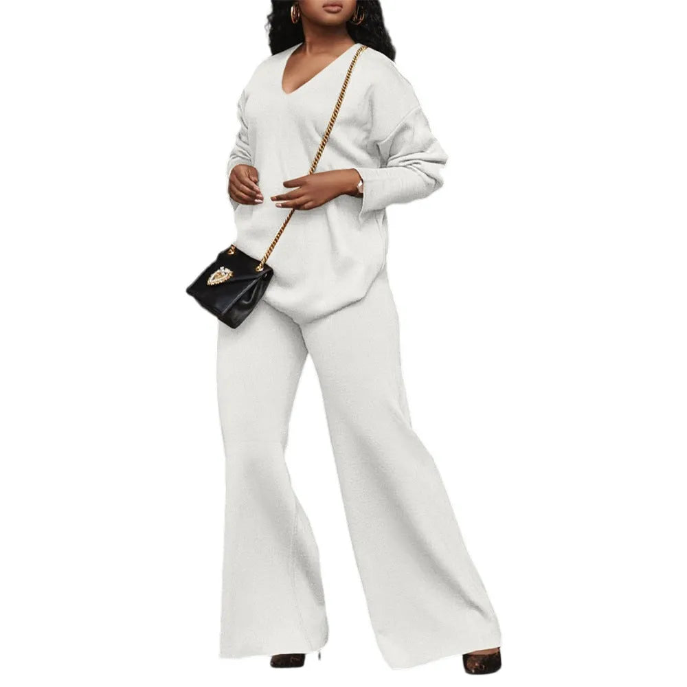 Women's brown suede velvet two-piece suit with split sleeves and matching trousers in Japanese Korean casual style