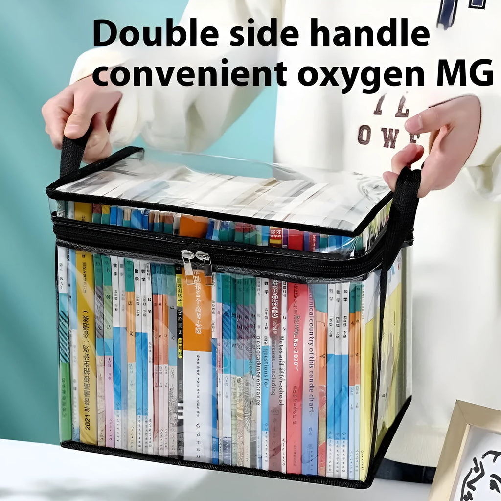 White large size waterproof PVC buggy bag with transparent front, shown next to a black version.