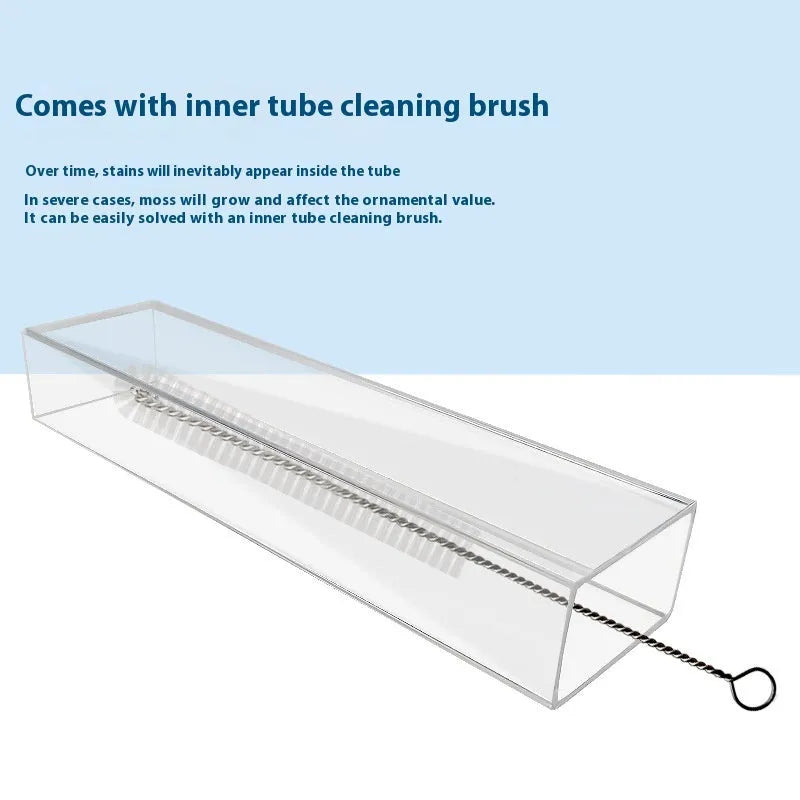 Plastic aquarium fish feeding dish set with tube, cleaning brush and spoon in 17cm, 28cm, 38cm sizes.