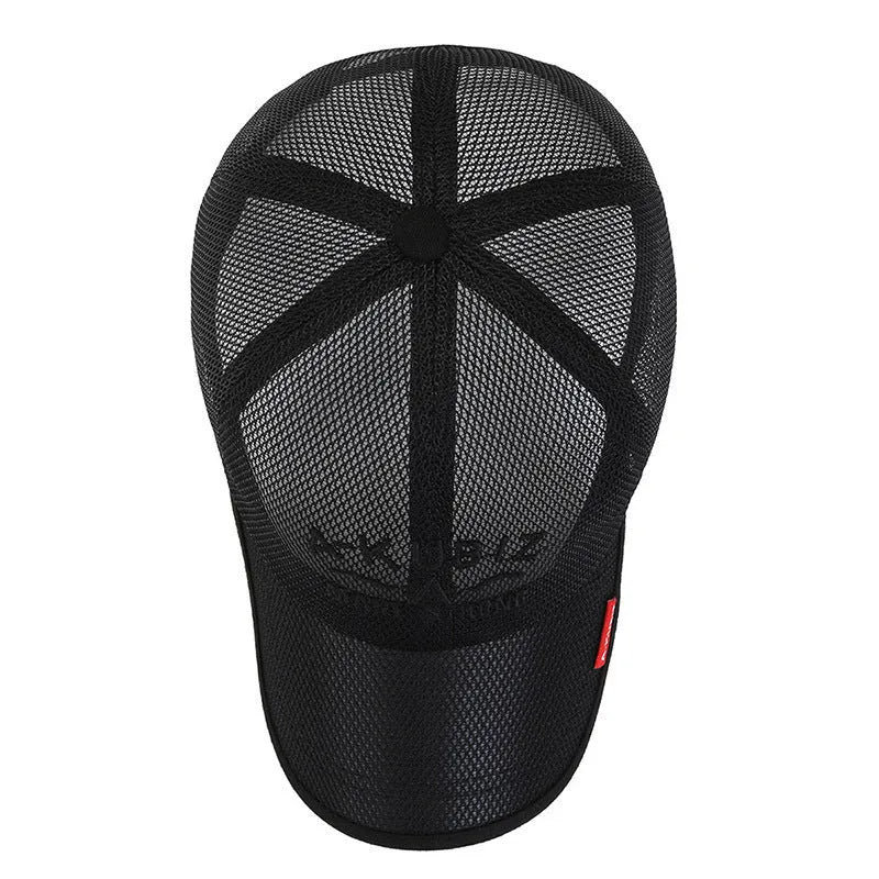 Men's adjustable mesh baseball cap in dome crown style with breathable fabric for summer sun protection