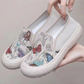 Old Beijing women's canvas slip-on shoes with round toe and shallow mouth design