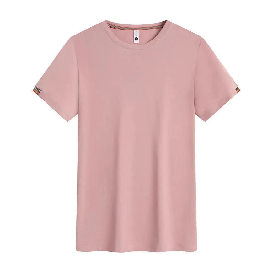 Men's round neck ice fibre work shirt in chemical fibre blend available in seven colours with Asian sizing