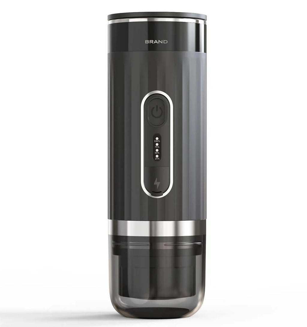 Black portable K-Cup coffee machine for car and outdoor use