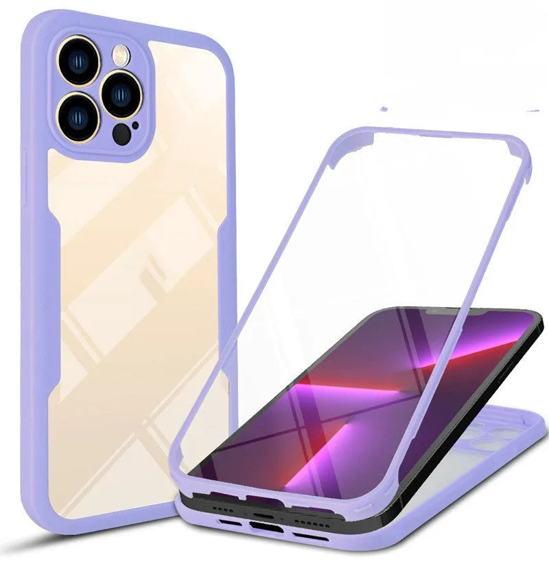 TPU mobile phone case for iPhone in multiple colours including black, blue, red, pink, green, and purple.