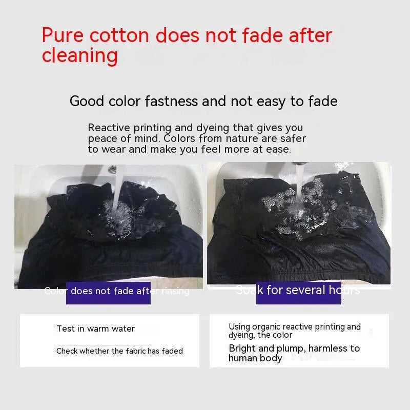 Men's mid-waist cotton boxer shorts in solid colour, breathable antibacterial fabric, size range L to 6XL.