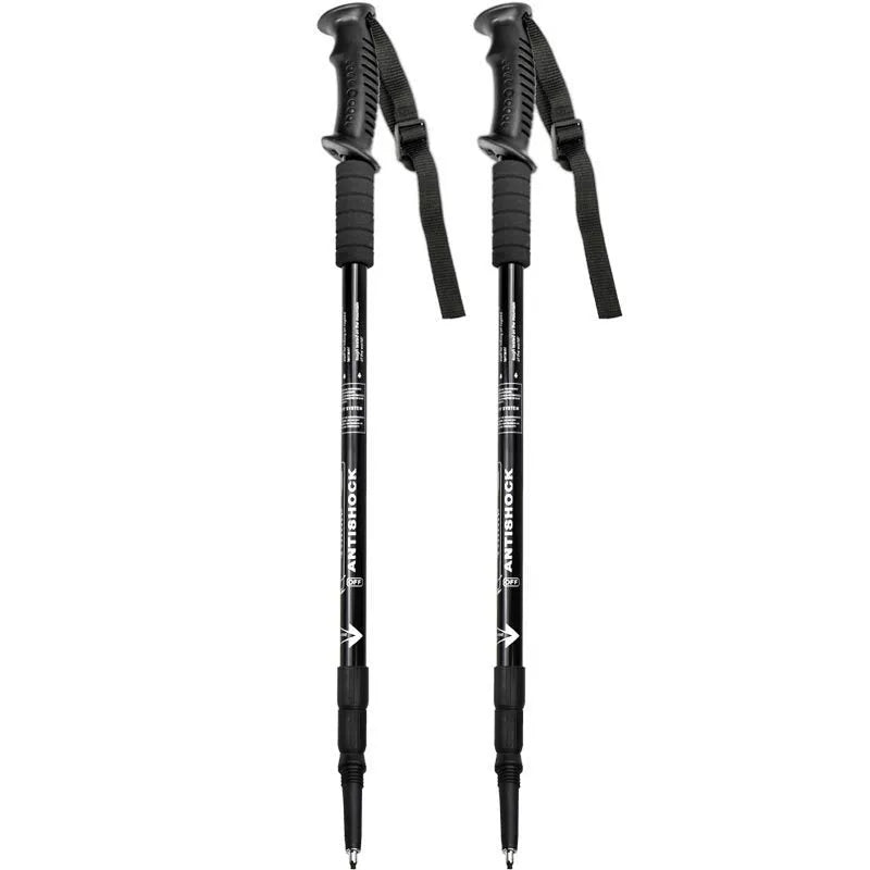 Aluminium alloy telescopic trekking poles with adjustable length and accessories