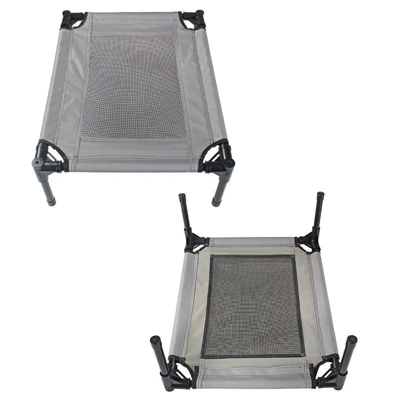 Portable outdoor pet bed with removable oxford cloth cover and steel frame measuring 55cm long