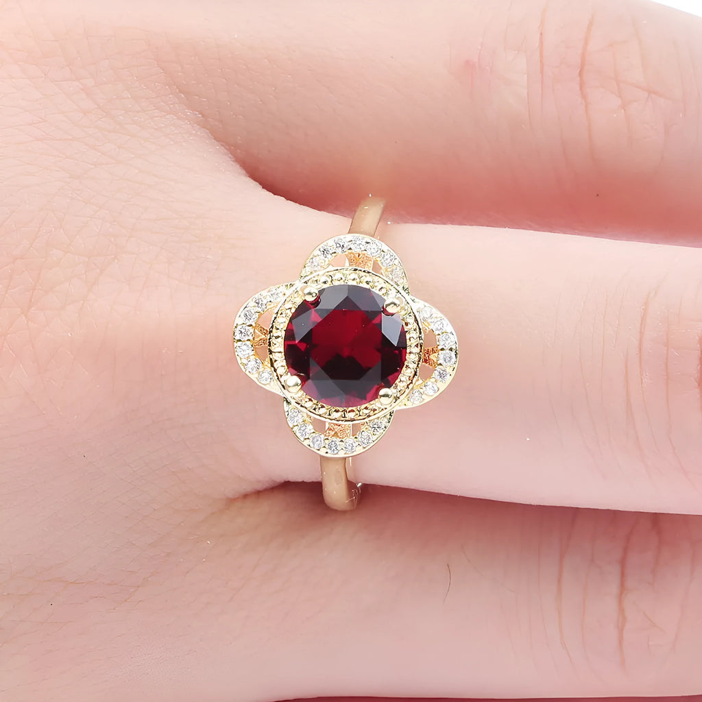 Copper fruit-shaped ring with inlaid zircon stone, shown in colour 10-6-1395.