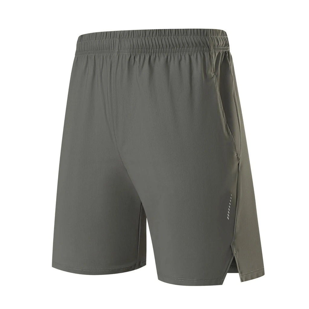 Men's black ice silk sports shorts with mid waist construction and nylon breathable fabric