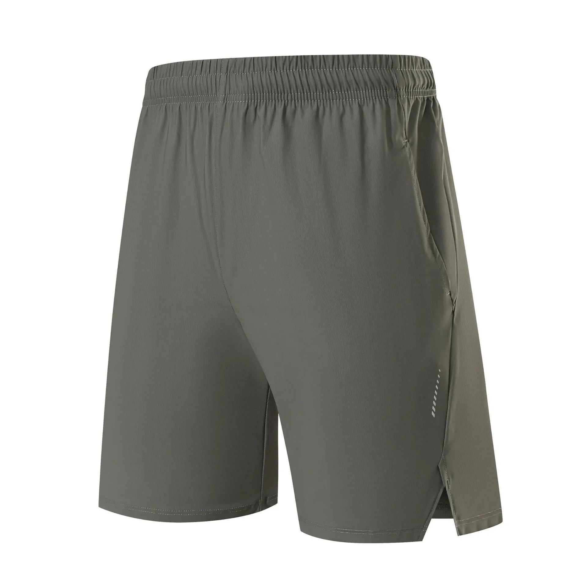 Men's black ice silk sports shorts with mid waist construction and nylon breathable fabric