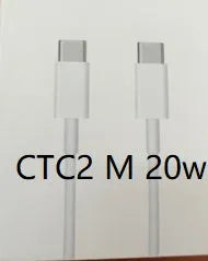 White 20W USB-C PD fast charger with UK plug and a coiled charging cable.