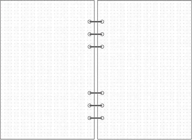 6-hole loose-leaf refill pack with A5 Daolin paper sheets showing blank, dot, line and square grid layouts