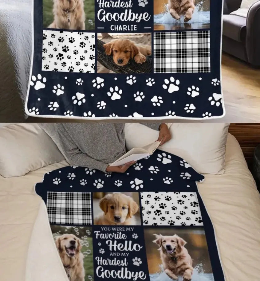 White polyester flannel dog blanket showing soft texture and American-style design