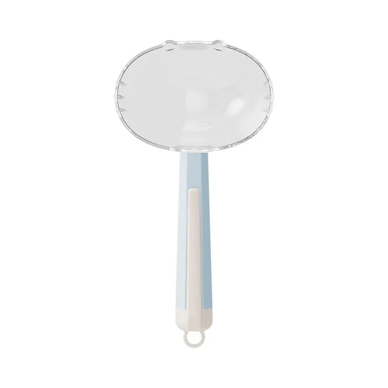 Pet food spoon with plastic clip for dog and cat feeding in blue colour