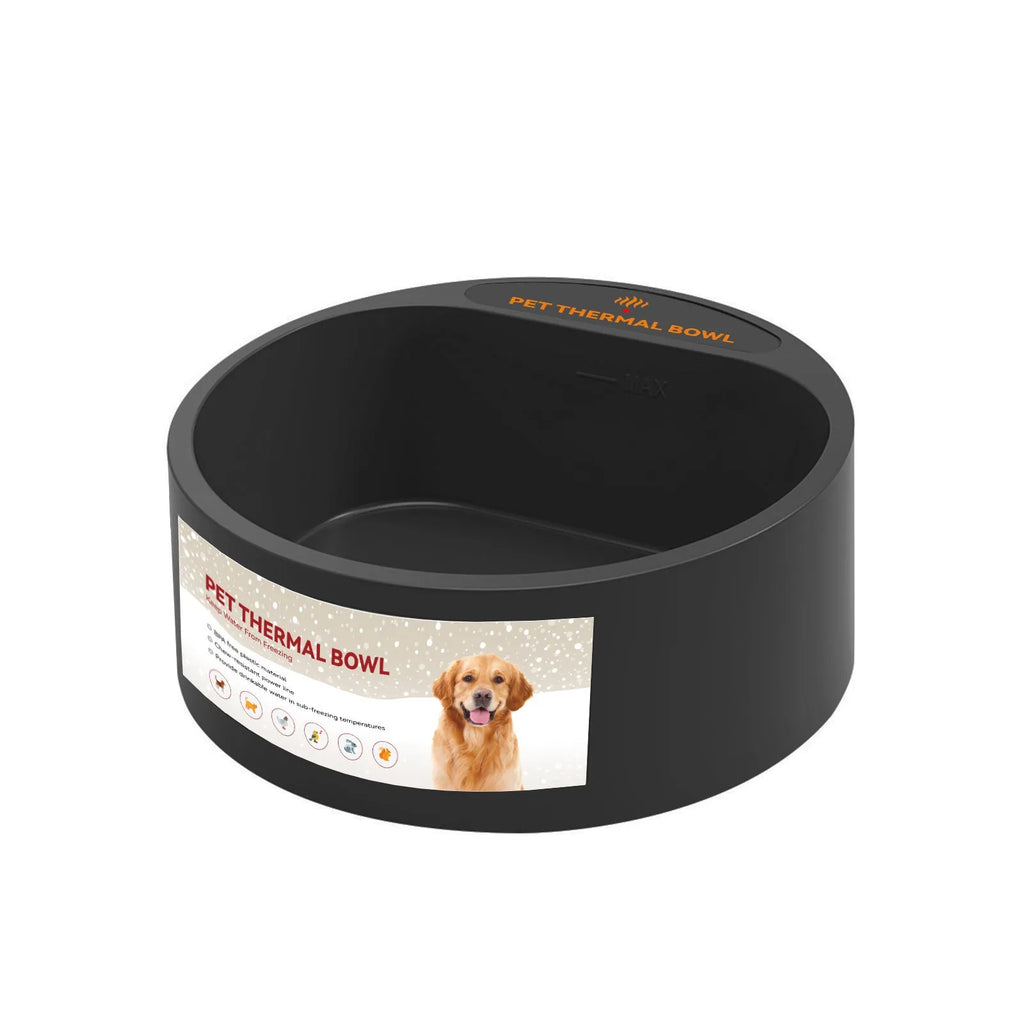 Black ABS pet heating bowl with constant temperature control for cat and dog food