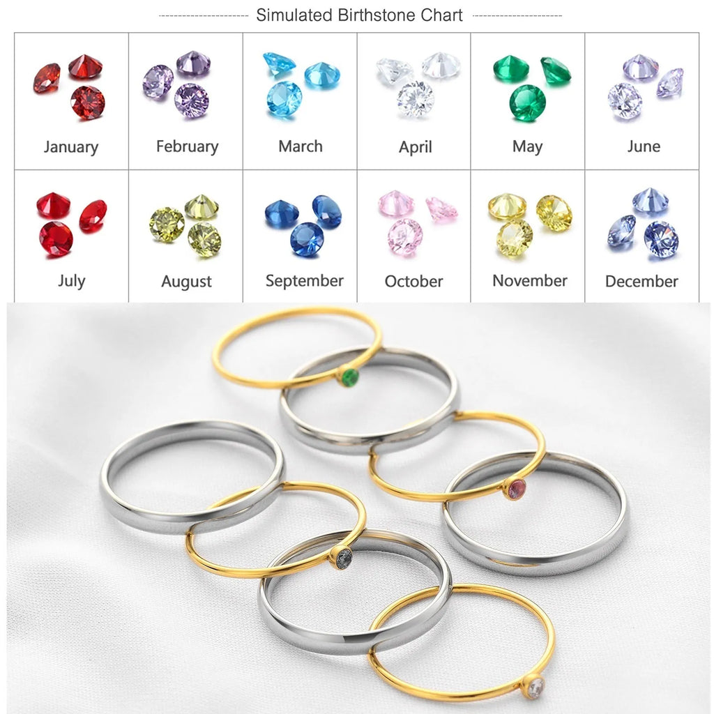 December colour birthstone engraved on a geometric titanium steel ring.