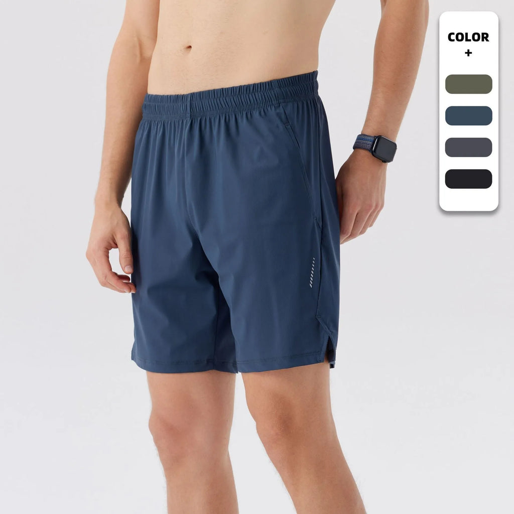 Men's black ice silk sports shorts with mid waist construction and nylon breathable fabric