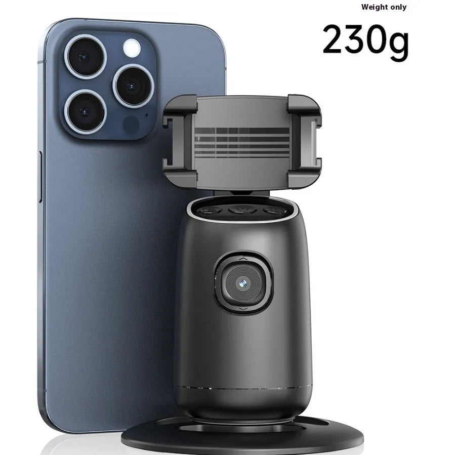 P05 black ABS desktop rotating phone holder with round chassis and seven-colour ambience light