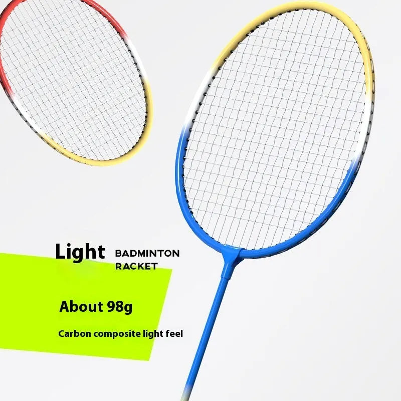 Ultra-light alloy badminton racket set showing blue and red split rackets