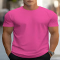 Men's loose fit short sleeve printed t-shirt in a custom colour on a hanger.
