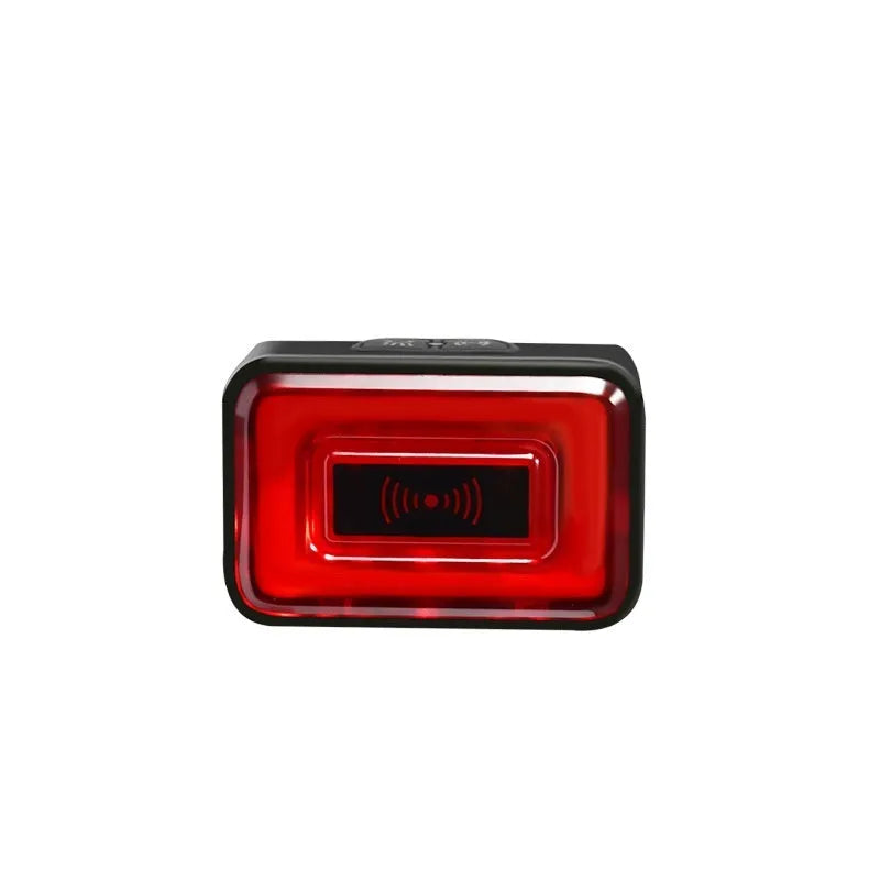 Smart millimetre wave radar bicycle taillight with double mounting bracket, showing TYPE-C charging port.