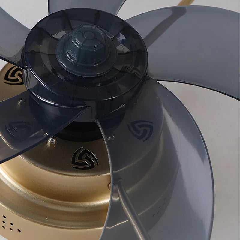 Nordic style ceiling fan with integrated LED lighting and remote control in coffee gold finish