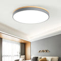 Round Nordic style solid wood and iron LED ceiling lamp with acrylic shade