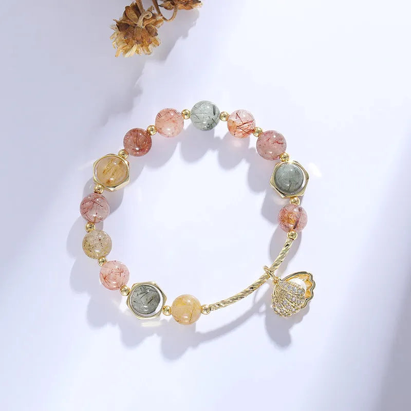 Women's crystal bracelet with shell design and animal zodiac modelling