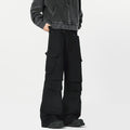 Men's straight-leg trousers with high-waist design and micro elasticity in retro streetwear style