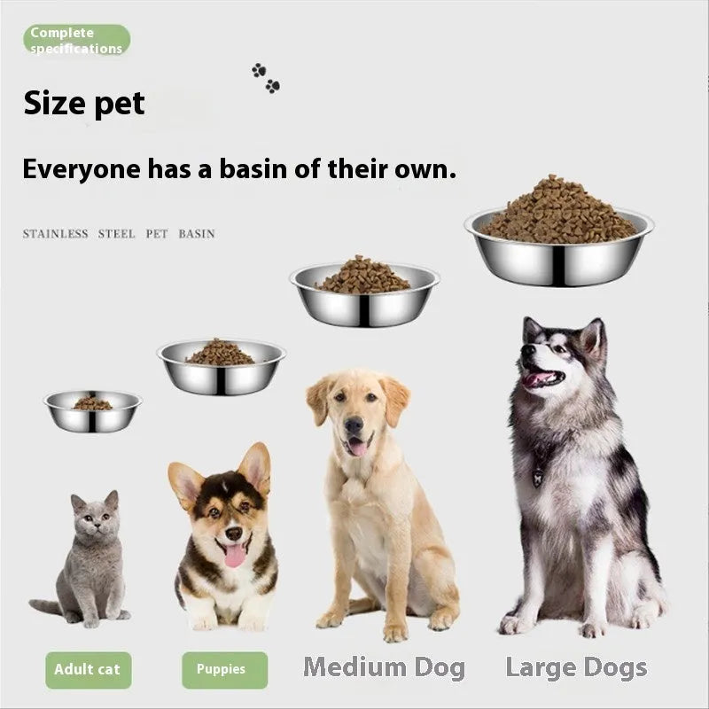 Stainless steel pet bowl for cats and dogs with non-slip design