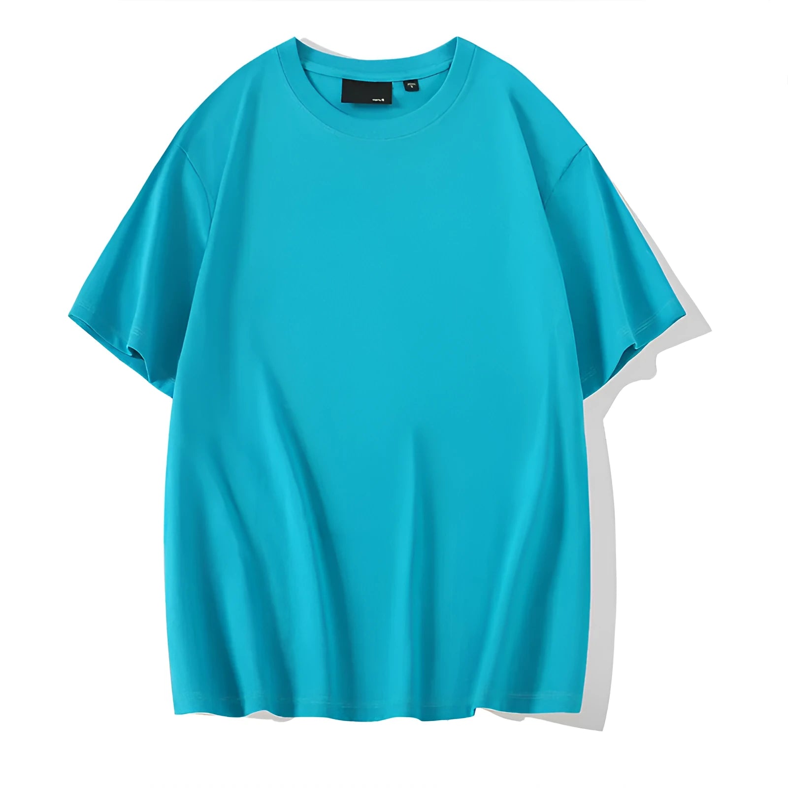 Men's loose fit casual cotton T-shirt in a solid colour with a round neck and drop shoulders.