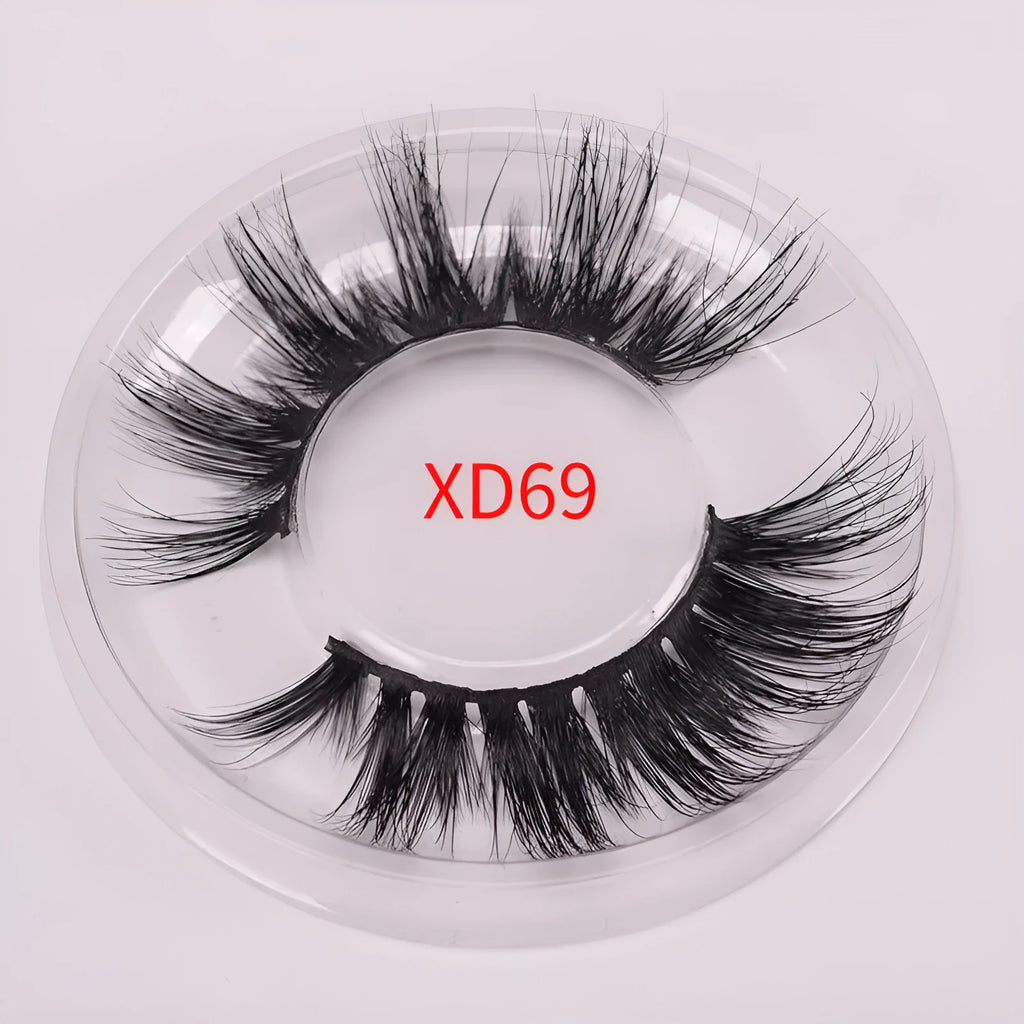 Affectionate brand black 5D mink false eyelashes with a hair storage cap and double-headed brush.