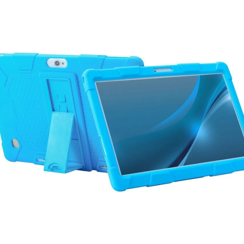 Silicone protective case for 10.1-inch tablet in various colours with integrated bracket feature