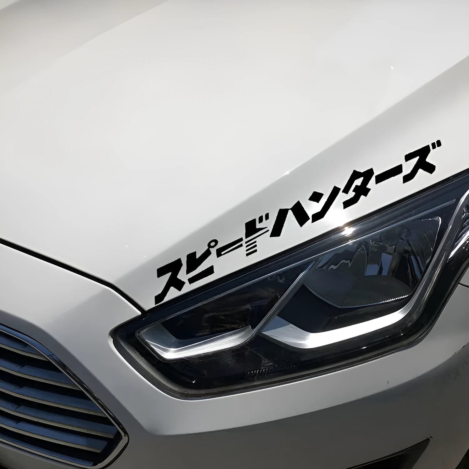 Reflective Japanese car sticker measuring 35x35cm in black or white colour with PET backing
