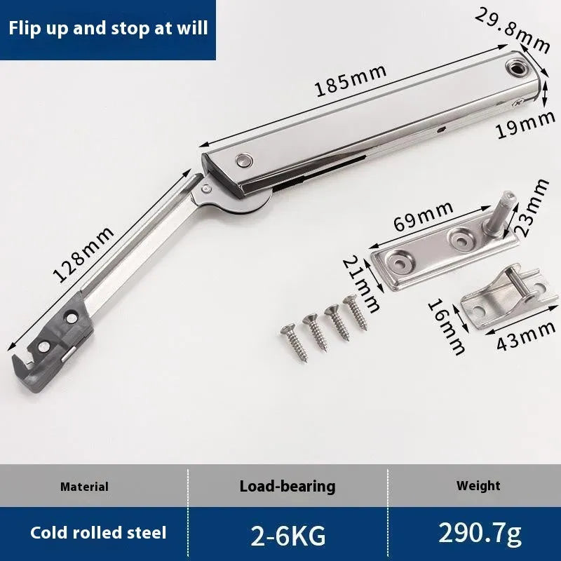 Cold rolled steel adjustable support rod for tatami cabinet with spring jackstay mechanism.