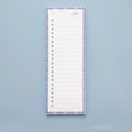Cartoon student notepad with plastic cover showing bear or bunny design on colour striped background