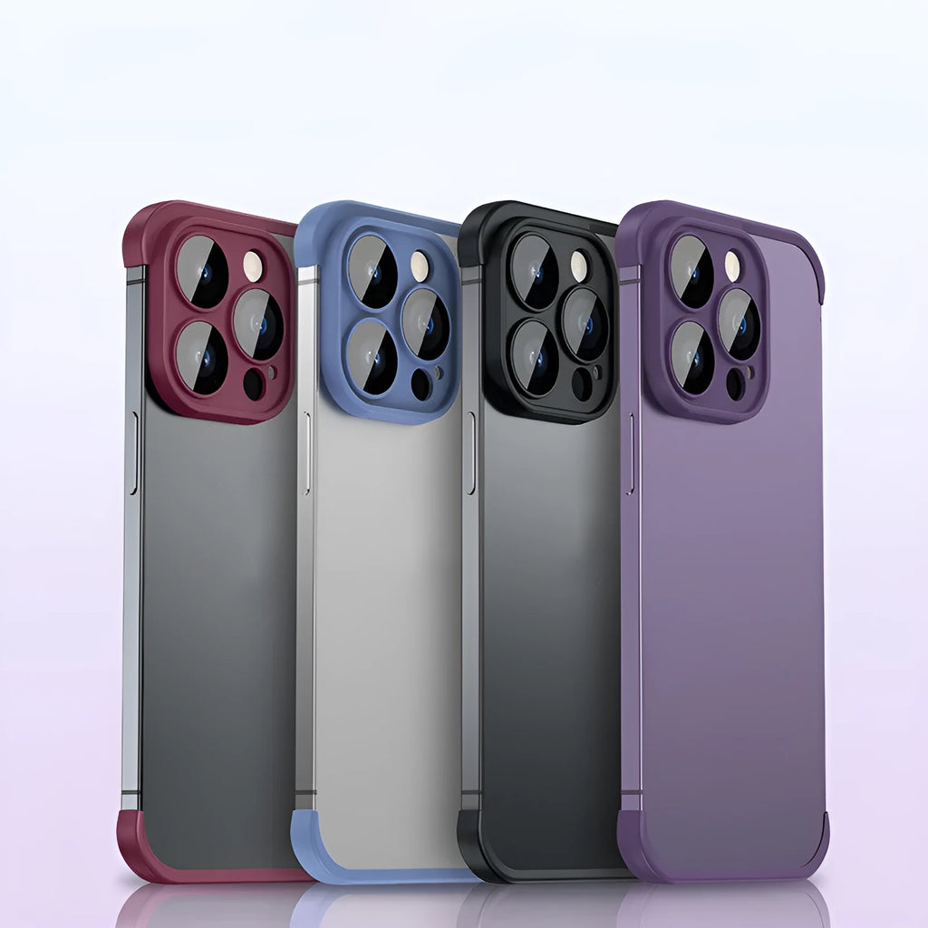 TPU mobile phone case for iPhone with glass lens camera protection in dark purple colour