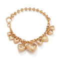 Carved heart pendant necklace with exaggerated style and adjustable chain
