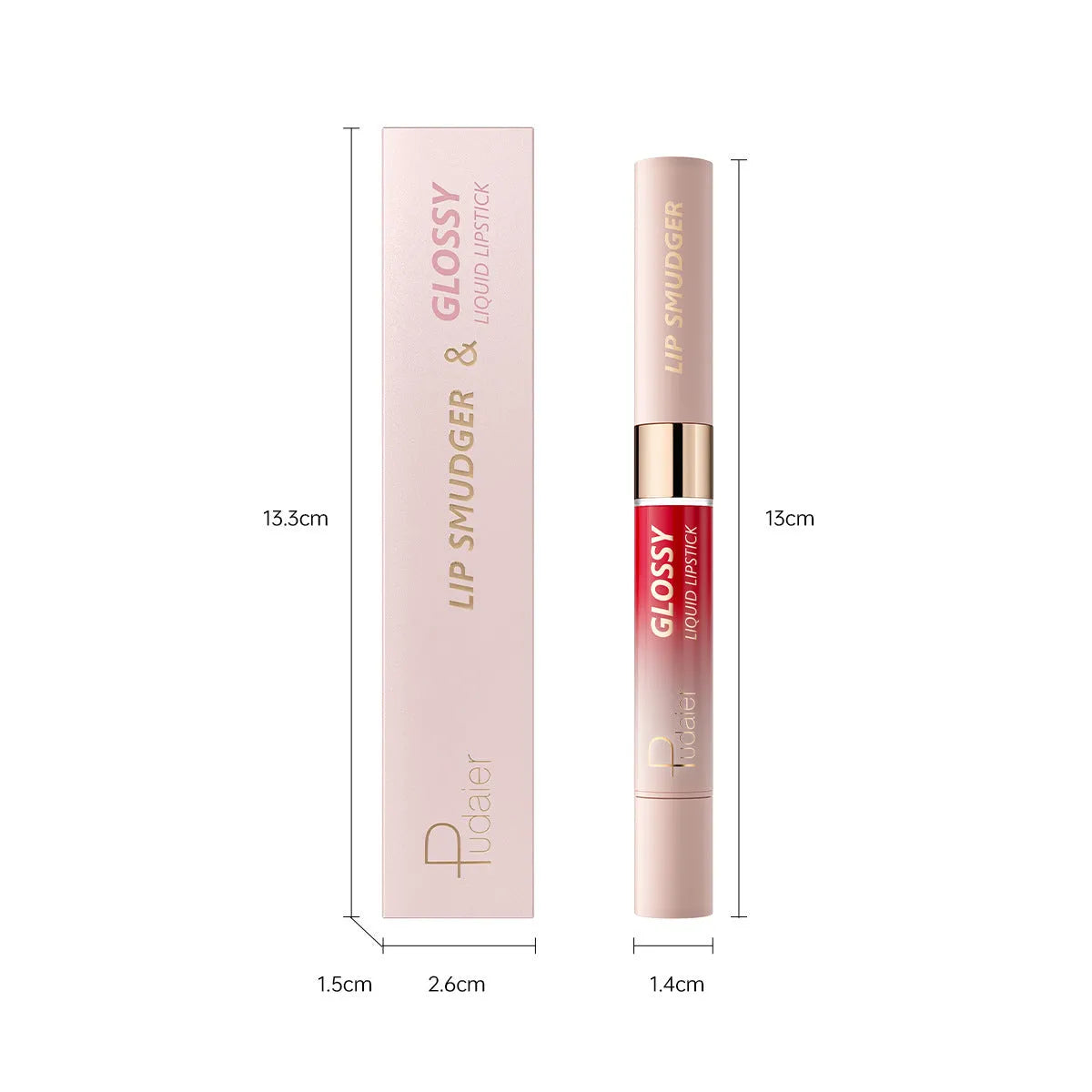 Double-headed matte lipstick showing two complementary colours on opposite ends