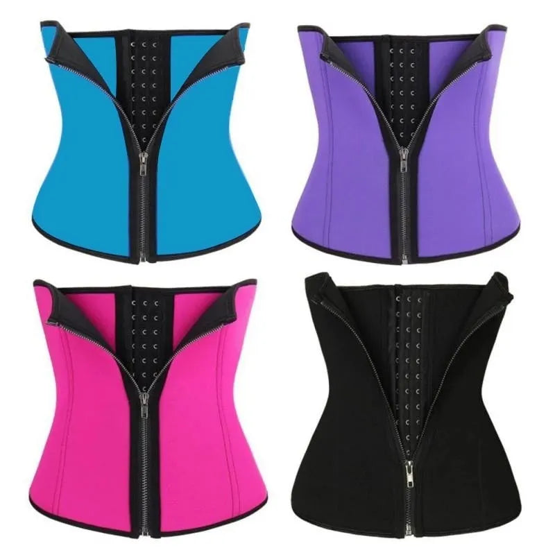 Neoprene body shaping belly band in black, blue, purple or red colours, sizes S to 3XL