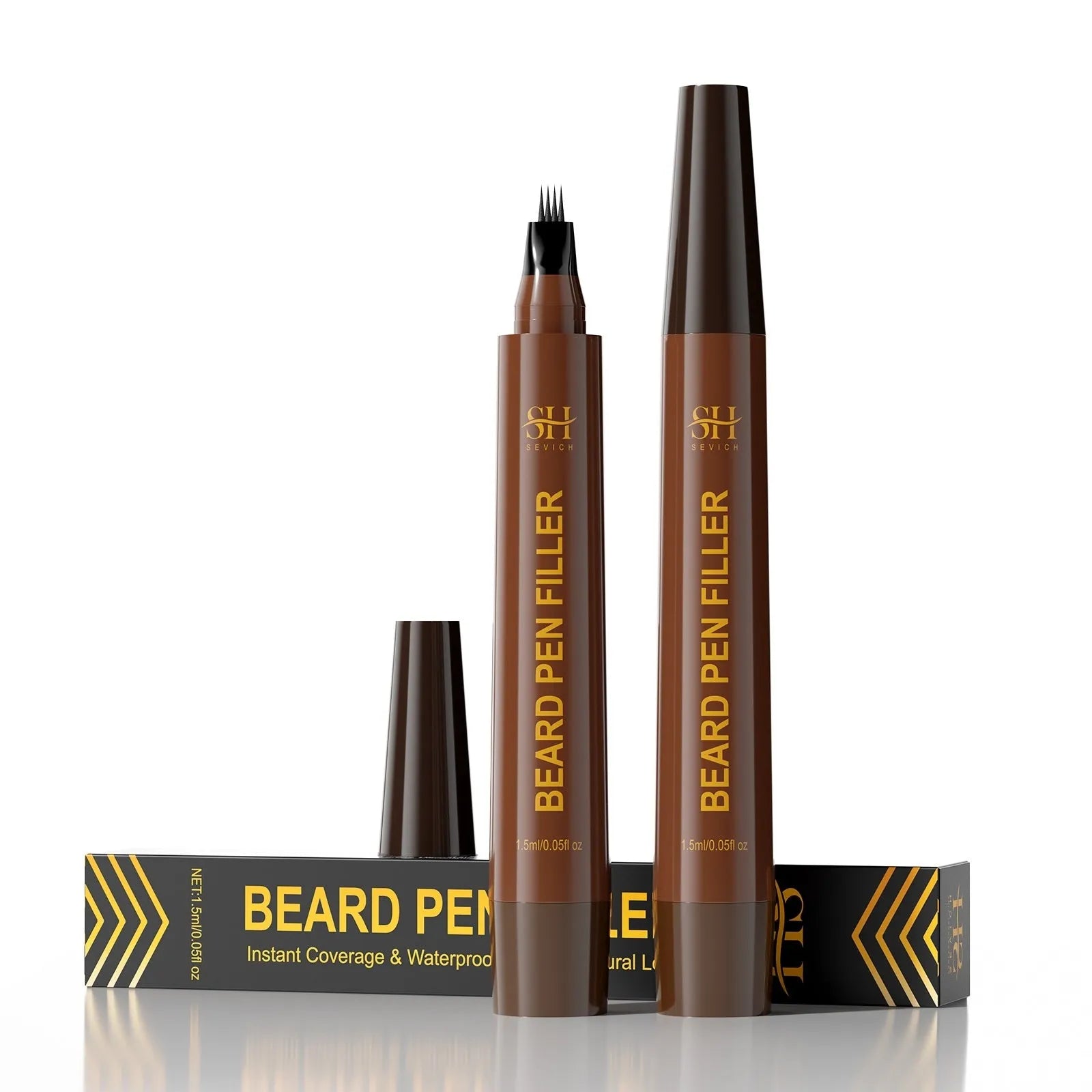 Men's sweatproof waterproof eyebrow pencil for beard and hairline enhancement in black and dark brown colours
