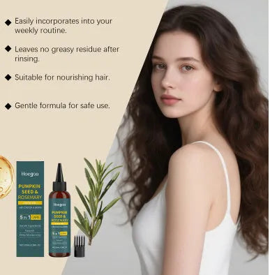 Rosemary essential oil hair treatment 100ml bottle with pointed applicator and hair comb