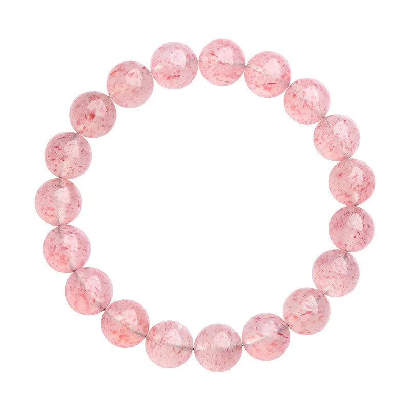 Strawberry quartz crystal ball bracelet with geometric beads measuring 10-10.8mm