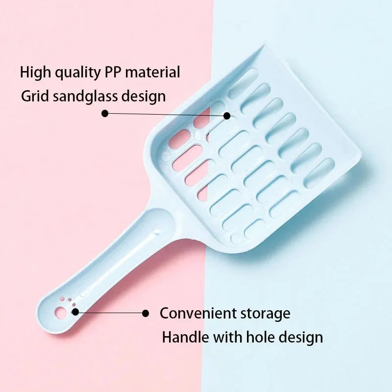 Blue plastic pet litter scoop for cleaning cat sand and dog waste