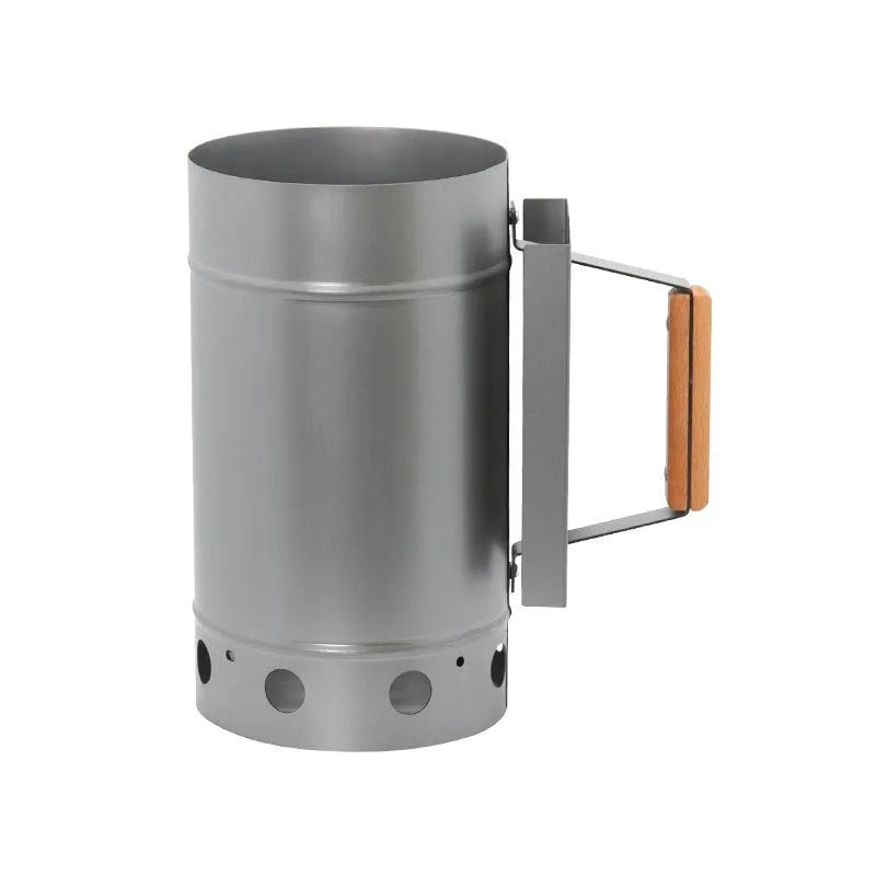 Zinc-iron alloy charcoal oven igniter with a carbon barrel style design for outdoor BBQs.